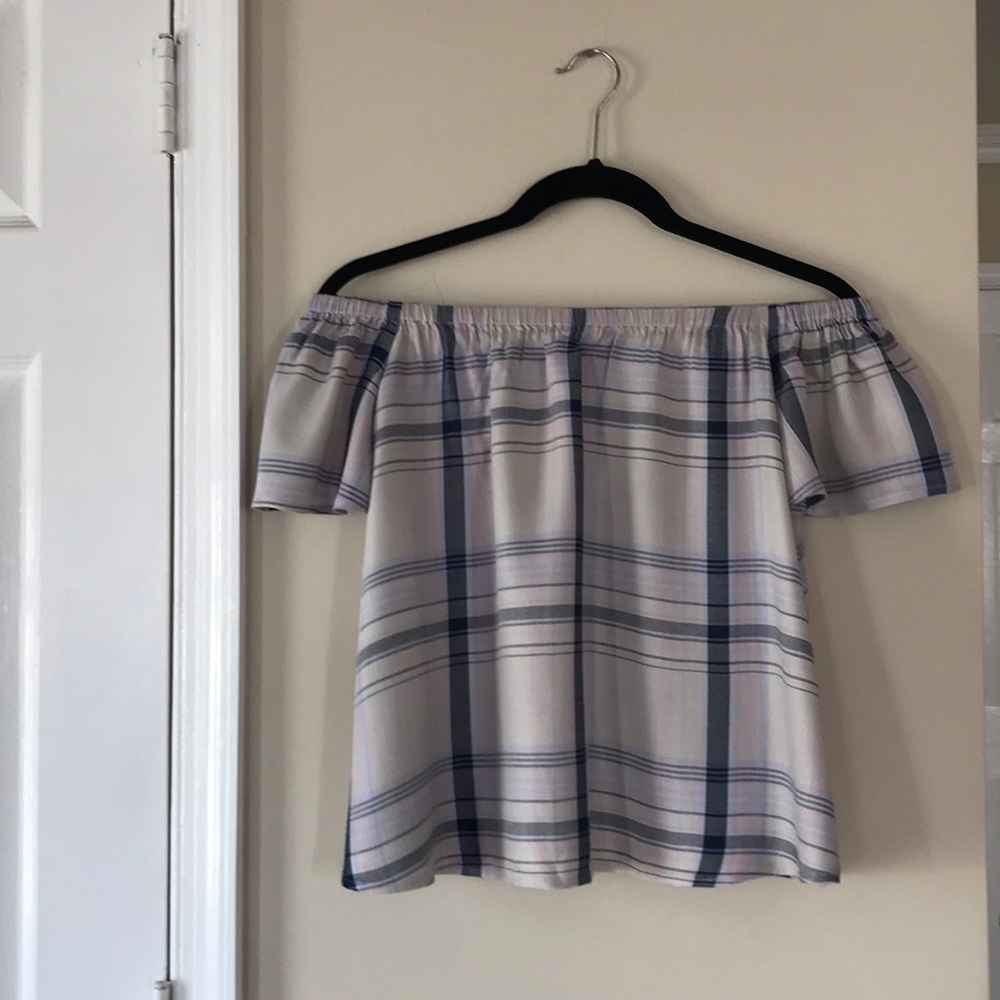 Express Plaid Off the Shoulder Top Sz XXS
